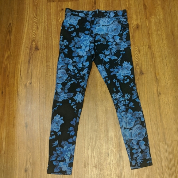 Express Blue Floral Leggings - Picture 2 of 5